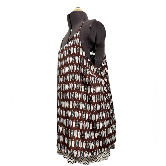 Porridge for Anthropologie Feather Print Layered Split Back Camisole Top Size M - Picture 9 of 14